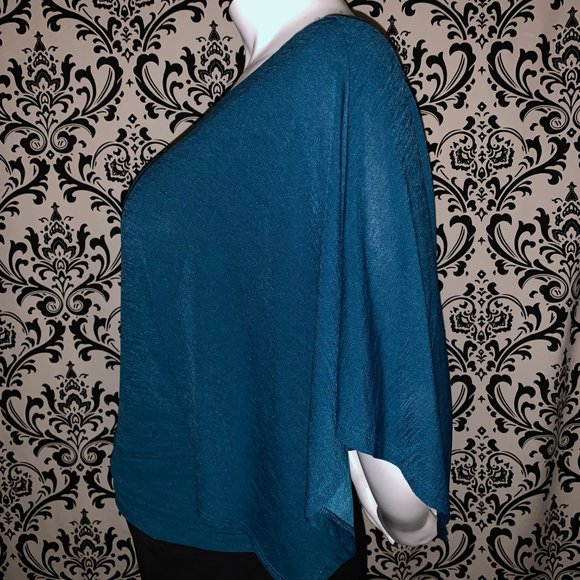 3/4 Loose Sleeve Turquoise Top Plus Size 1X - Picture 4 of 6
